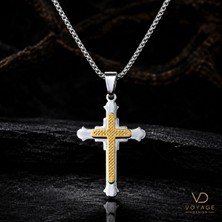 Voyage Accessory Paslanmaz Çelik Çift Renk Kadın Erkek Unisex Haç Kolye