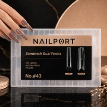 Nailport Long Balerin Protez Tırnak Sandwich Dual Üst Form Jel Polygel Acrygel - Akrijel ve Polijel Için Dual Form Şablon 140LI WN-DF043