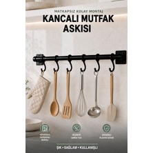 Risingmaber Siyah Yapışkanlı Plastik 6 Kancalı Mutfak Askısı, Fincan ve Havlu Askısı, Çok Amaçlı Organizer Askı MT137S