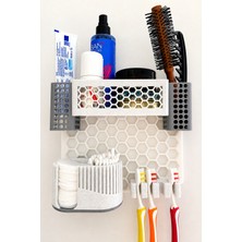 Lmz Design Modüler Geçmeli Petek Banyo Organizer Yapışkanlı Düzenleyici Raf Seti