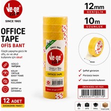 BURADABULDUN Ve-Ge Ofis Bandı 12 mm x 10 M 12 Adet Şeffaf Bant