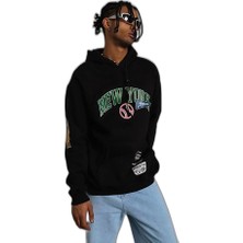 Zamerya Erkek 3 Iplik Pamuklu Kapüşonlu Baskılı Cepli Oversize Sweatshirt Hoodie - Siyah