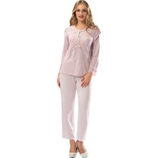Tienda Elegante Ekru Penye Pijama Takımı - 1567