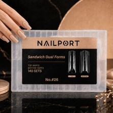 Nailport Medium Square Protez Tırnak Sandwich Dual Üst Form Jel Polygel Acrygel - Akrijel ve Polijel Için Dual Form Şablon 280LI WN-DF026