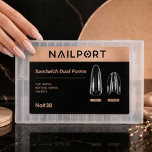Nailport Badem (Almond) Protez Tırnak Sandwich Dual Üst Form Jel Polygel Acrygel - Akrijel ve Polijel Için Dual Form Şablon 280LI WN-DF038