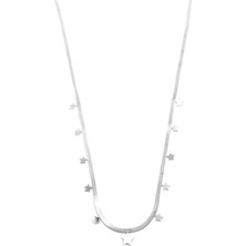 TeOra Store Yıldız Ezme Zincir Kolye - 45CM - Gümüş