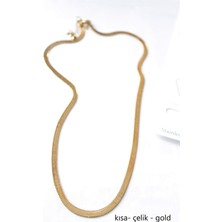 TeOra Store Kısa Italyan Çelik Kolye-45 cm - Altın