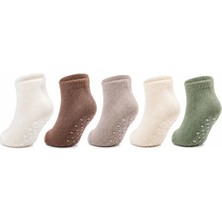 TeOra Store 5'li Kaydırmaz Tabanlı Erkek Bebek Çorap Seti Ince Dikişli Toprak Tonları
