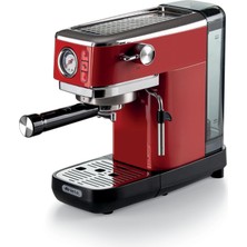 Ariete Moderna Espresso Slim Kahve Makinesi Kırmızı 1381/13 - Metal Espresso Kahve Makinesi, Öğütülmüş Kahve ve Ese Pod Kahve ile Uyumlu, 1300 Watt, 1,1 Litre Su Tankı, Maxi Cappuccino Cihazı