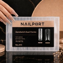 Nailport Long Square Protez Tırnak Sandwich Dual Üst Form Jel Polygel Acrygel - Akrijel ve Polijel Için Dual Form Şablon 140LI WN-DF041