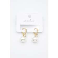 TeOra Store Taşlı Inci Küpe - Altın