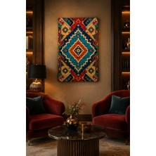 Mythog Türk Halı Desenli Baskılı Cam Tablo – Boho Modern Dekoratif Duvar Tablosu