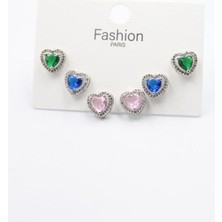 TeOra Store Kalp Set Küpe - Gümüş
