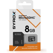 Syrox 8gb Microsdhc Hafıza Kartı Class 10 + Sd Adaptör Drone Kamera Güvenlik Kamerası Araç Kamerası Telefon Tablet Uyumlu