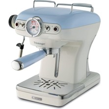 Ariete Vintage Espresso Kahve Makinesi Mavi 1389/15 - Süt Köpürtme Başlığı, 900 Watt, 0,9 Litre Çıkarılabilir Su Tankı, Çıkarılabilir Damlama Tepsisi ve Bardak Tutucu, Bekleme Fonksiyonu