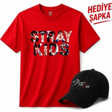 BarsDepo Straykids Tişört, Premıum Kalite Unisex Çocuk / Yetişkin (Şapka Hediyeli)