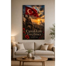 Mythog Çanakkale Geçilmez Baskılı Cam Tablo – 18 Mart Türk Bayrağı Dekoratif Duvar Tablosu