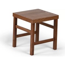 TeOra Store Mebel Stil Atina Sabit Sehpa 40X40 - Dış Mekan Kare Ahşap Bahçe, Balkon Sehpası