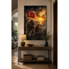 Mythog Çanakkale Savaşı Temalı Baskılı Cam Tablo – Türk Bayraklı Uv Baskı Duvar Tablosu