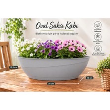 Abnturk Pratik Dayanıklı Şık 3.8lt Tabaklı Gri Gondol SAKSI-36X16X13,5CM Oval Ev Balkon Saksısı
