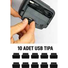 Emre Bilişim USB Portlar ile Uyumlu Toz ve Kir Önleyici USB Soket Koruyucu Tıpa Slikon 10 Adet Siyah USB Tıpa