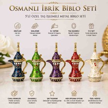 Wolawood Osmanlı İbrik Biblo 5’li Set – El İşçiliği Taş İşlemeli Yüksek Kaliteli Premium Takım & Dekoratif Metal İbrik Özel Seri Sınırlı Üretim