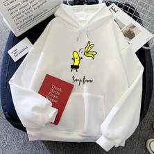 Tarzsokak Beyaz Çıplak Muz Eğlencelianime Hoodies Yuvarlak Boyunlar Trendy Yüksek Sok