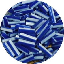 TeOra Store Uzun Boru Kesme Boncuk Çap 2mm Uzunluk 10 mm - 20 Gram - Mavi Beyaz - BNC236