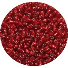 TeOra Store Dökme Cam Kum Boncuk (11/0) 2 mm - 60 Gram -  Şeffaf Koyu Kırmızı - BNC050
