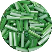 TeOra Store Uzun Boru Kesme Boncuk Çap 2mm Uzunluk 10 mm - 20 Gram - Yeşil Beyaz - BNC247