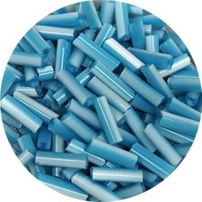 TeOra Store Uzun Boru Kesme Boncuk Çap 2mm Uzunluk 10 mm - 20 Gram - Açık Mavi Beyaz - BNC240