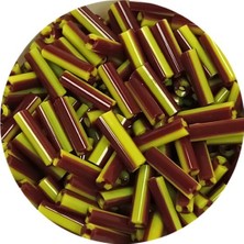 TeOra Store Uzun Boru Kesme Boncuk Çap 2mm Uzunluk 10 mm - 60 Gram - Koyu Kırmızı Sarı - BNC297