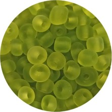 TeOra Store Dökme Cam Kum Boncuk Büyük Boy (6/0) 4 mm - 20 Gram - Şeffaf Mat Yeşil - BNC092
