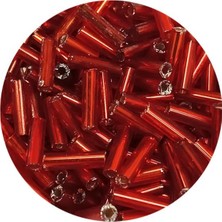 TeOra Store Uzun Boru Kesme Boncuk Çap 2mm Uzunluk 10 mm - 60 Gram - Şeffaf Kırmızı - BNC299