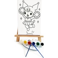 Lilafil Ponpon Kuuro Çocuk Ressam Seti - 20 x 30 cm Önçizimli Tuval, 2 Adet Fırça, Palet, Boyalar ve Şövale