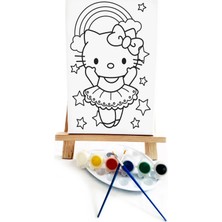 Lilafil Hello Balerina Çocuk Ressam Seti - 20 x 30 cm Önçizimli Tuval, 2 Adet Fırça, Palet, Boyalar ve Şövale