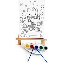 Lilafil Holakita In Car Çocuk Ressam Seti - 20 x 30 cm Önçizimli Tuval, 2 Adet Fırça, Palet, Boyalar ve Şövale