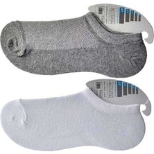 TeOra Store Gri ve Beyaz Erkek Görünmez Çorap 12 Çift