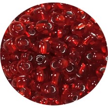 TeOra Store Dökme Cam Kum Boncuk Büyük Boy (6/0) 4 mm - 60 Gram - Şeffaf Kırmızı - BNC115