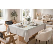 Velnox Colber Dertsiz Masa Örtüsü Leke Tutmaz Çizgili Dalgalı Kenar Dikdörtgen 160X220 cm