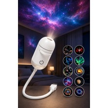 Seyutech USB Galaksi Projektör LED Gece Lambası 360° Ayarlanabilir 10 Filmli 2’si 1 Arada Ambiyans Işık