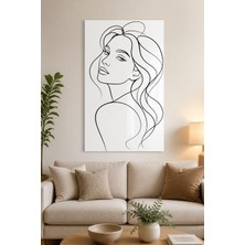 Mythog Minimal Kadın Portresi Baskılı Cam Tablo – Siyah Beyaz Çizgi Sanatı Duvar Dekoru