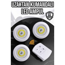 Spot Lamba LED Işık 3'lü Uzaktan Kumandalı Pilli Yapışkanlı Kablosuz - Lisinya
