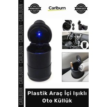 Carlburn #küllük Yanmaz Kırılmaz Kapaklı Duman Koku Önleyici Premium Siyah Plastik Araç Içi Işıklı Oto Küllük