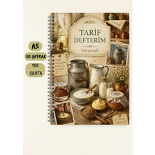 Yemek Tarif Defteri, 50 Yaprak /100 Sayfa, A5 / Tel Spiral TRF0047