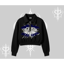 Tarzsokak Beyaz Crop Yarım Fermuarlı Sweatshirt SP55DER