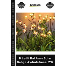 Carlburn Özel Üretim Gün Işığı 8 Fonksiyonlu Dekoratif 8 Ledli Bal Arısı Solar Bahçe Aydınlatması 2’li Paket