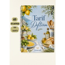 Yemek Tarif Defteri, 50 Yaprak /100 Sayfa, A5 / Tel Spiral TRF0077