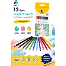 Artlantis Aquarel Suluboya Kalemi 12 Renk 1 Paket Adel Karton Kutu Sulu Boya Kalemi 12 Li Fırça Hediyeli Sanatsal Kaliteli