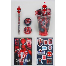 Stitch x Dekomus Lisanslı Spiderman Hero Force Collection Cup 5 Parça Kırtasiye Seti Sticker, Tüylü Kalem "Dekomus Cep Defteri Hediyeli"